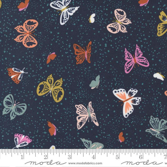 Songbook A New Page Navy Butterflies (1/4 yard)