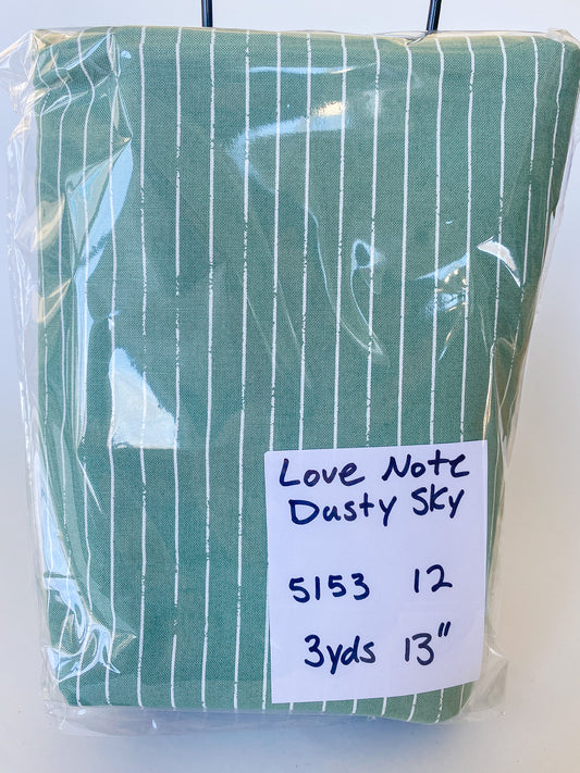 Love Note Dusty Sky- 3 yds 13" Remnant