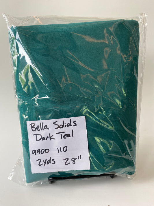 Bella Solids Dark Teal- 2 yds 28" Remnant