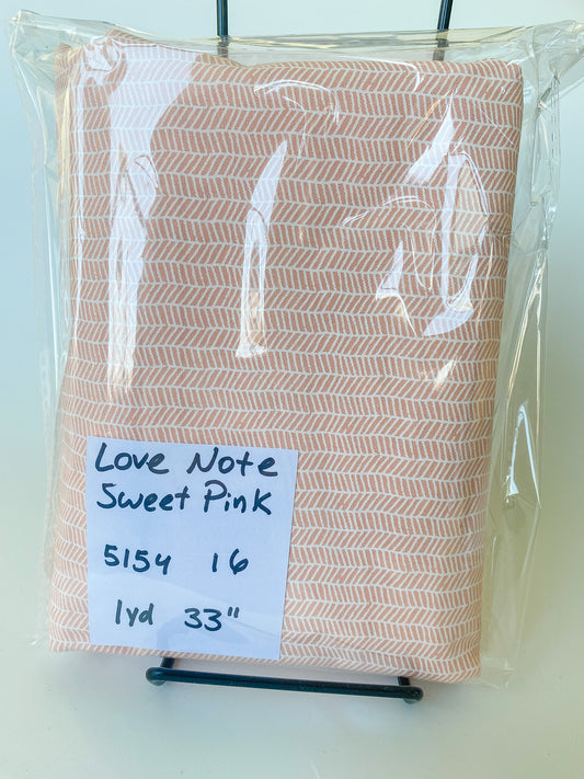 Love Note Sweet Pink- 1 yd 33" Remnant